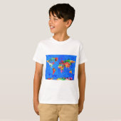 世界地図の水彩画1 Tシャツ (正面フル)