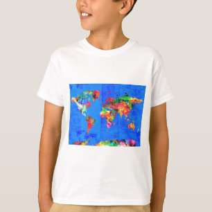 世界地図の水彩画1 Tシャツ