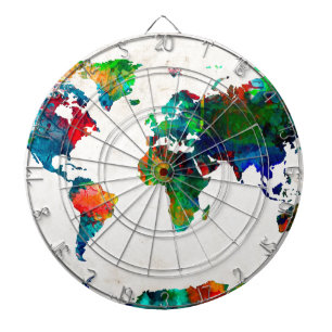 世界地図の水彩画20 ダーツボード