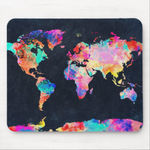 世界地図の水彩画21 マウスパッド