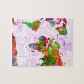 世界地図の水彩画4 ジグソーパズル (横)