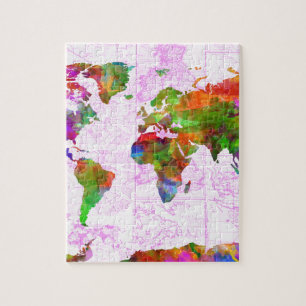 世界地図の水彩画4 ジグソーパズル
