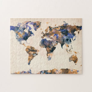 世界地図の水彩画 ジグソーパズル