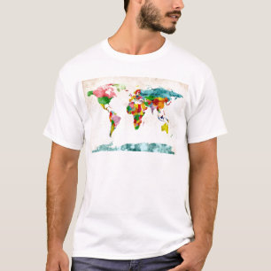 世界地図の水彩画 Tシャツ