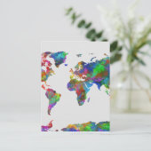 世界地図の水色 ポストカード (スタンド正面)