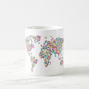 世界地図の猫の地図 コーヒーマグカップ
