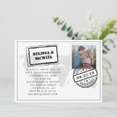 世界地図の目的地ウェディングエンゲージパーティー 招待状 (スタンド正面)