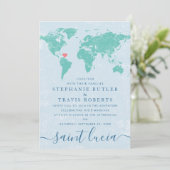 世界地図の目的地 | お好きな色を選んで ウェディング 招待状 (スタンド正面)