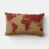 世界地図の素朴な赤 ランバークッション (裏面)