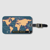世界地図の航空旅行カスタマイズ名 ラゲッジタグ (正面横)