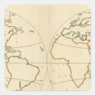 世界地図の輪郭 スクエアシール