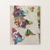 世界地図の都市水彩画 ジグソーパズル (縦)