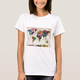 世界地図の都市水彩画 Tシャツ