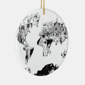 世界地図の銀河系白黒3 セラミックオーナメント (右)
