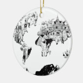 世界地図の銀河系白黒3 セラミックオーナメント (左)