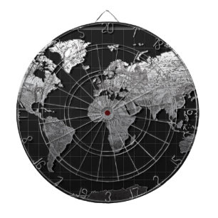 世界地図の銀河系白黒4 ダーツボード