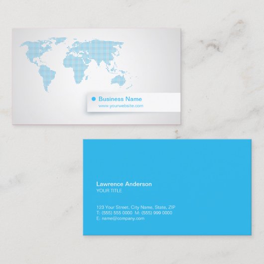 世界地図の青い技術のグローバル・ビジネス 名刺 (正面/裏面)