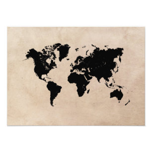 世界地図の黒 フォトプリント