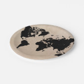 世界地図の黒 ペーパープレート (アングル)