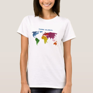 世界地図は全体的考えます Tシャツ