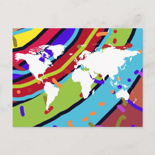 世界地図をカラーにしたポストカード ポストカード (正面)