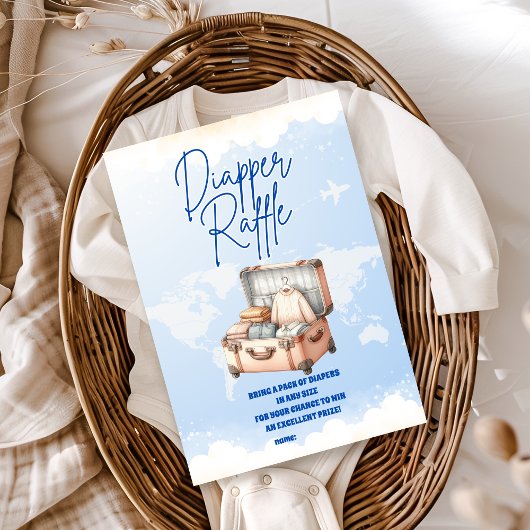 世界地図アドベンチャーがおむつラッフルを待つ エンクロージャーカード