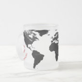 世界地図アドベンチャー - 名前入り フロストグラスマグカップ (正面左)