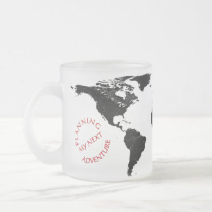 世界地図アドベンチャー - 名前入り フロストグラスマグカップ