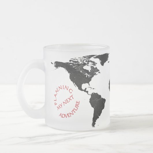 世界地図アドベンチャー - 名前入り フロストグラスマグカップ (左)