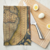 世界地図アンティークオルテリアス欧州トラベル キッチンタオル (四つ折り)