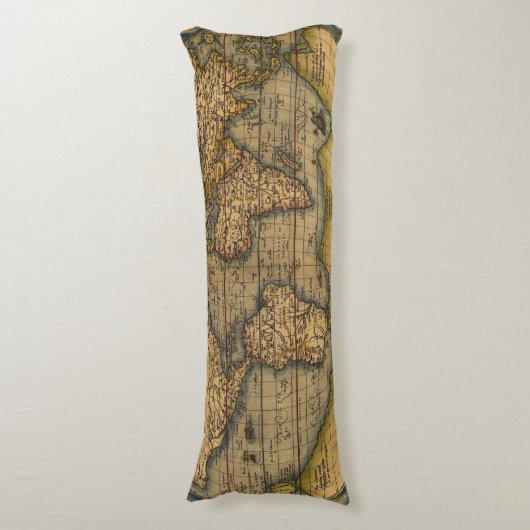 世界地図アンティークオルテリアス欧州トラベル ボディピロー (正面縦)