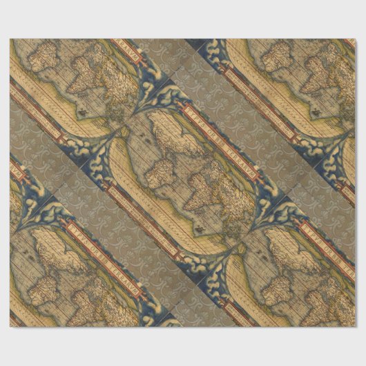 世界地図アンティークオルテリアス欧州トラベル ラッピングペーパー (フラット)