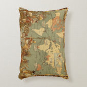 世界地図アンティーク1886 図解入りの、写真付きの アクセントクッション (正面(垂直))