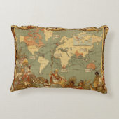 世界地図アンティーク1886 図解入りの、写真付きの アクセントクッション (裏面)