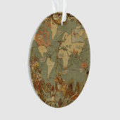 世界地図アンティーク1886 図解入りの、写真付きの オーナメント (正面)