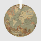 世界地図アンティーク1886 図解入りの、写真付きの オーナメント (裏面)