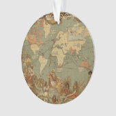 世界地図アンティーク1886 図解入りの、写真付きの オーナメント (正面)
