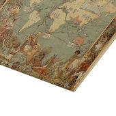 世界地図アンティーク1886 図解入りの、写真付きの カッティングボード (角)