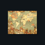 世界地図アンティーク1886 図解入りの、写真付きの キャンバスプリント<br><div class="desc">1880年代クラシック世界地図–1886年のイギリスによる世界地図で、当時のイギリス帝国を示している。非常に詳細なイラストレーション。世界地図は柔らかい青と茶色だ。</div>