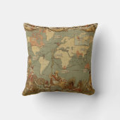 世界地図アンティーク1886 図解入りの、写真付きの クッション (裏面)