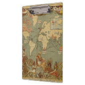 世界地図アンティーク1886 図解入りの、写真付きの クリップボード (左)