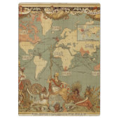 世界地図アンティーク1886 図解入りの、写真付きの クリップボード (裏面)