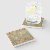 世界地図アンティーク1886 図解入りの、写真付きの ストーンコースター (横)