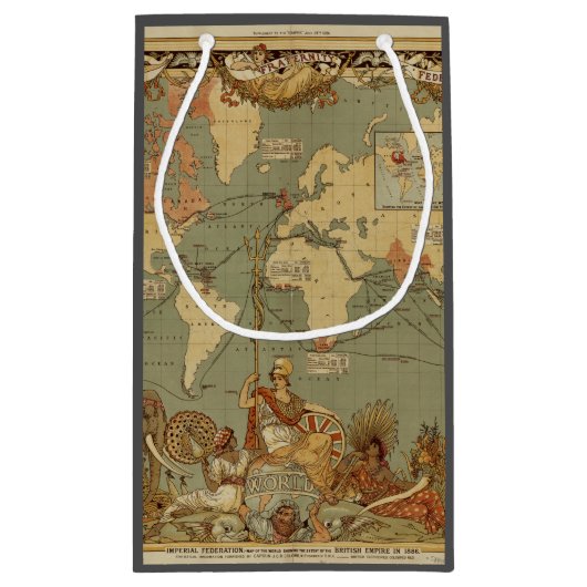 世界地図アンティーク1886 図解入りの、写真付きの スモールペーパーバッグ (裏面)