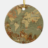 世界地図アンティーク1886 図解入りの、写真付きの セラミックオーナメント (正面)