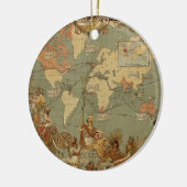 世界地図アンティーク1886 図解入りの、写真付きの セラミックオーナメント (左)