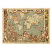 世界地図アンティーク1886 図解入りの、写真付きの テーブルクロス (正面(横))