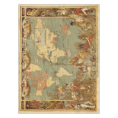 世界地図アンティーク1886 図解入りの、写真付きの テーブルクロス (正面)
