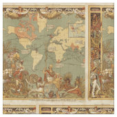 世界地図アンティーク1886 図解入りの、写真付きの ファブリック (クローズアップ)