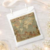 世界地図アンティーク1886 図解入りの、写真付きの フェイバーバッグ (クリップ留めされた状態)